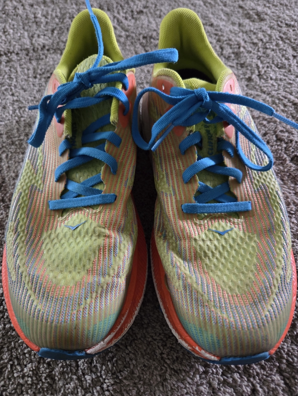 Hoka Kids Lime Green, Bright Blue & Orange Running Sneakers - Picture 3 of 6